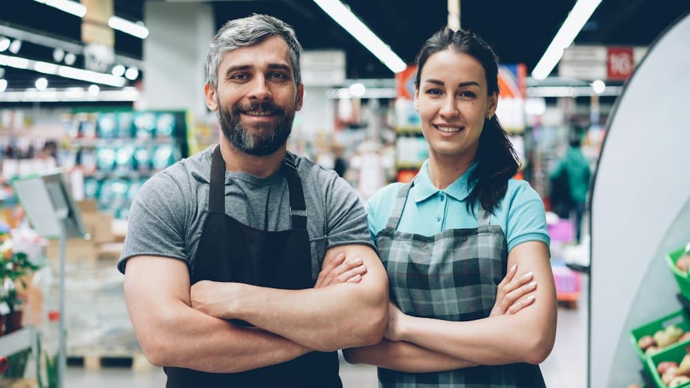 Two store colleagues on the shop floor